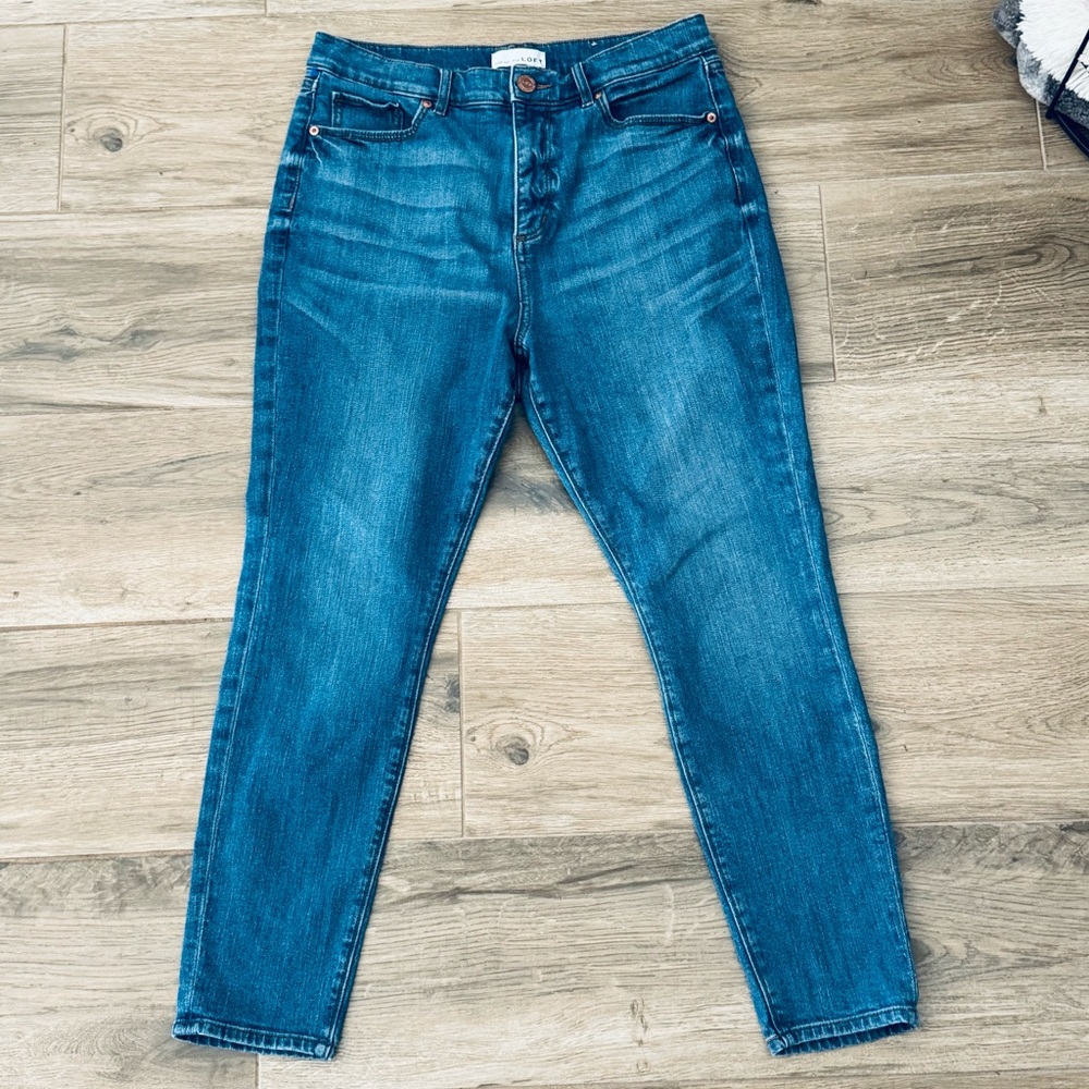 LOFT Size 30/10 Medium Wash Blue Denim High Waist Skinny Jeans Cotton-Elastane